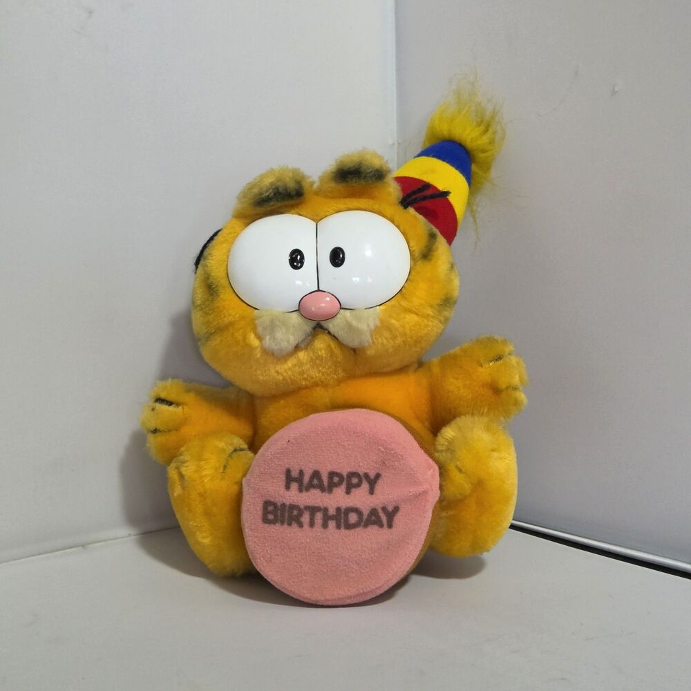 🎂  Vintage 1980s Happy Birthday GARFIELD Stuffed Toy